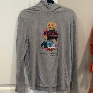 Polo by Ralph Lauren Gray Long Sleeve Tee hoodie with Bear Graphic